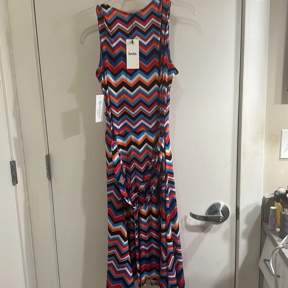 Colorful Leota Finley Jersey Faux Wrap Dress Chevron Dress, XL - Picture 3 of 6